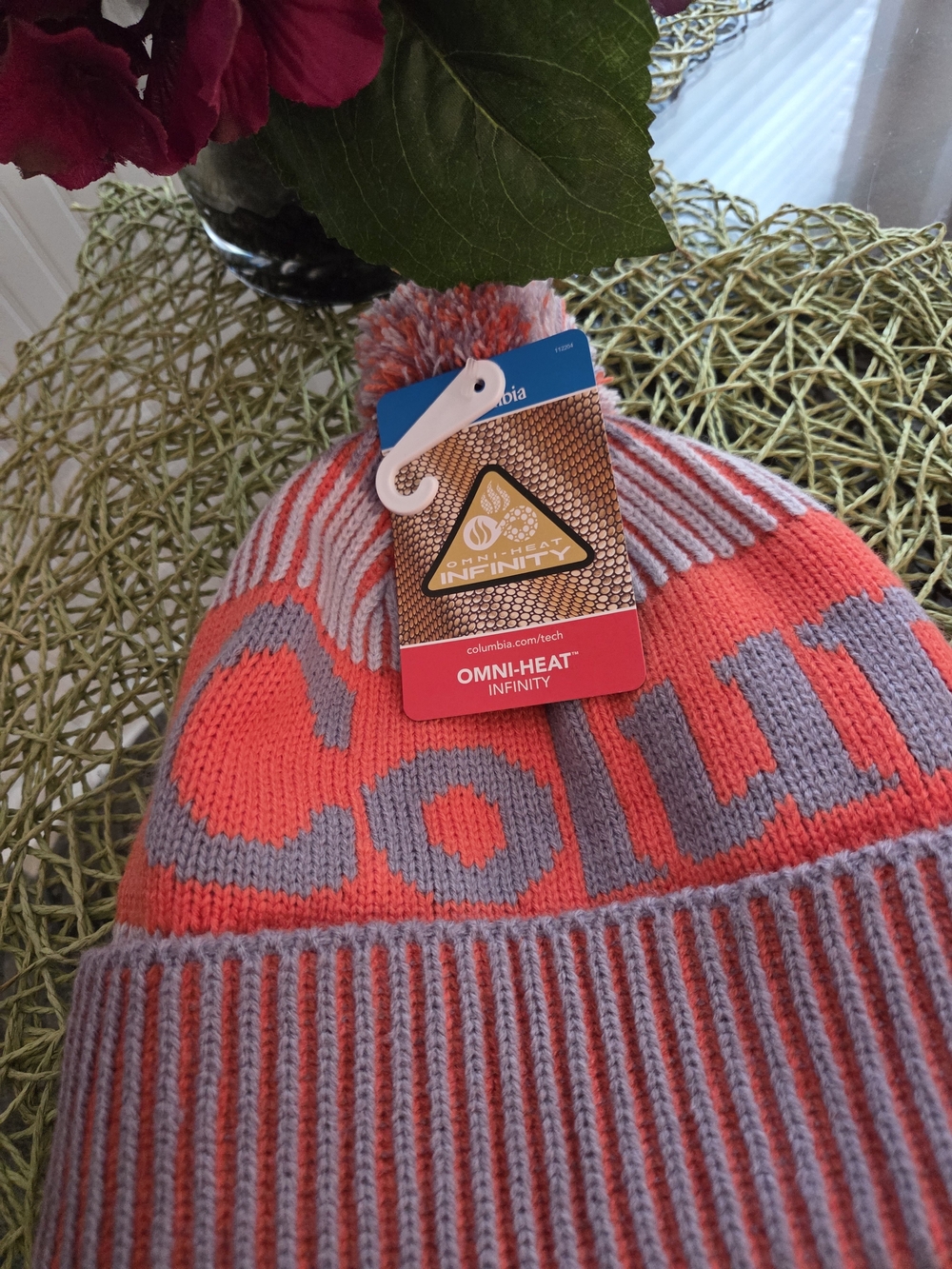 Columbia Orange and Gray Pom Beanie - Omni-Heat Infinity NWT